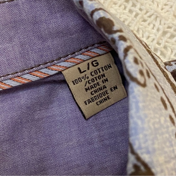 Tommy Bahama Jeans floral paisley w/ 2 button flap pockets sz L blue brown - Picture 6 of 13